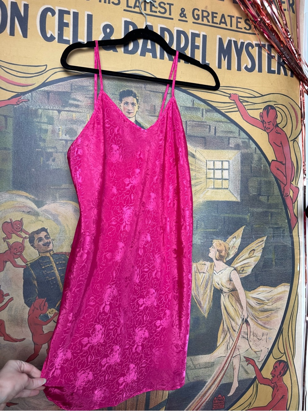 California Miss Pink Floral Satin Slip Dress